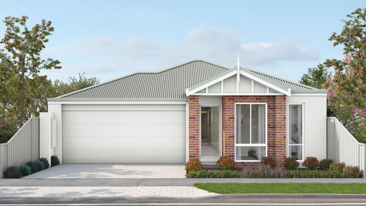 Step 1 Homes - Vista Heritage home design, features a classic Federation look, a classic Australian home design with modern comforts. The home has inviting character with its brickwork facade, two tone cladding, simple finial design and awning roof. This is a perfect first home design to suit first home buyers.